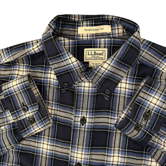L.L. Bean Other - L.L. Bean Flannel Shirt‎ Mens M Blue Plaid Traditional Fit Button Down LS